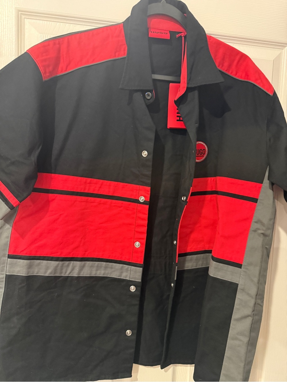 Hugo Boss Black and Red Casual Button Down Shirt